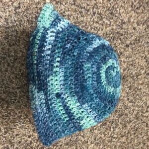 Blue and Green Crochet Beanie